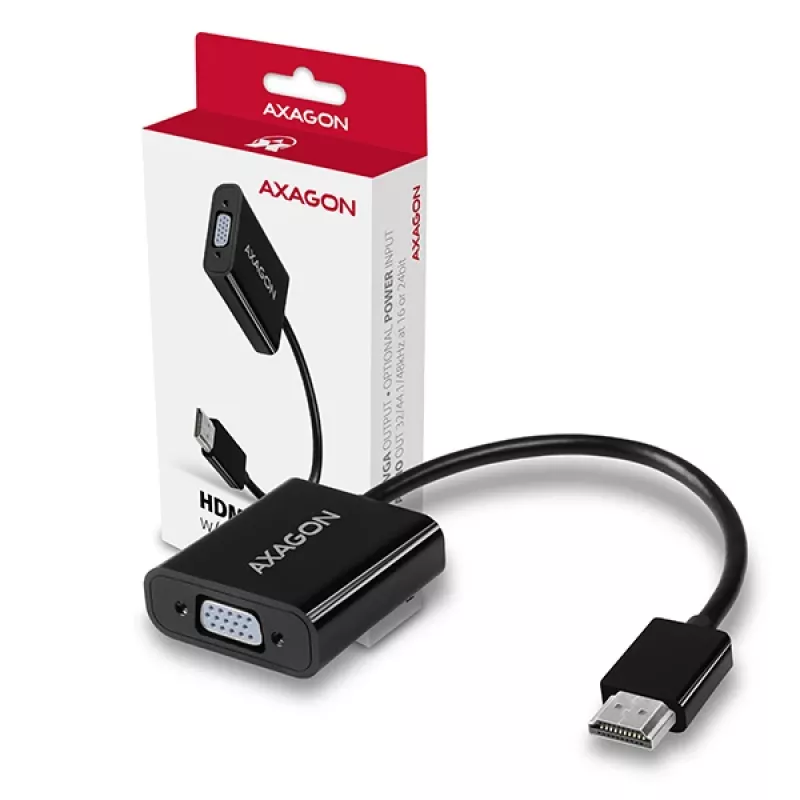 Axagon RVH-VGAN HDMI -> VGA adapteris FullHD, 1920x1200, audio OUT, power IN