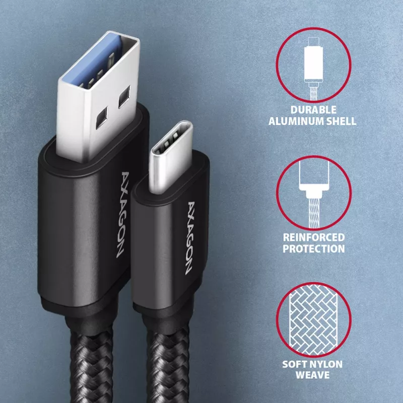 Axagon BUCM3-AM20AB SPEED USB-C <> USB-A 3.2 Gen 1 kabelis 2 m