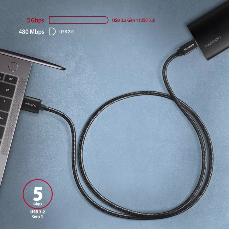 Axagon BUCM3-AM20AB SPEED USB-C <> USB-A 3.2 Gen 1 kabelis 2 m