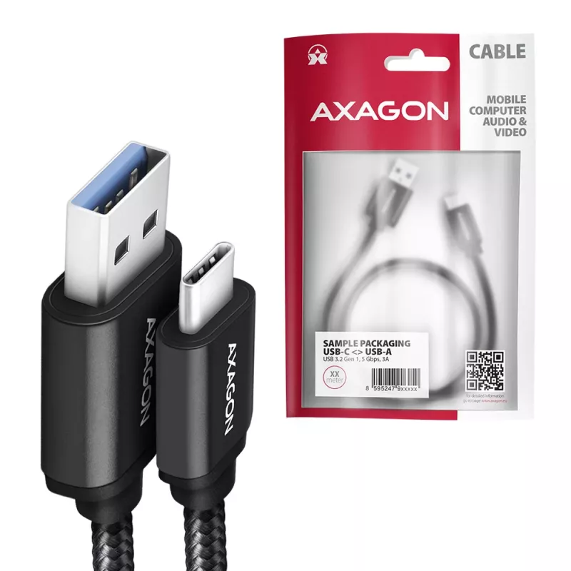 Axagon BUCM3-AM20AB SPEED USB-C <> USB-A 3.2 Gen 1 kabelis 2 m