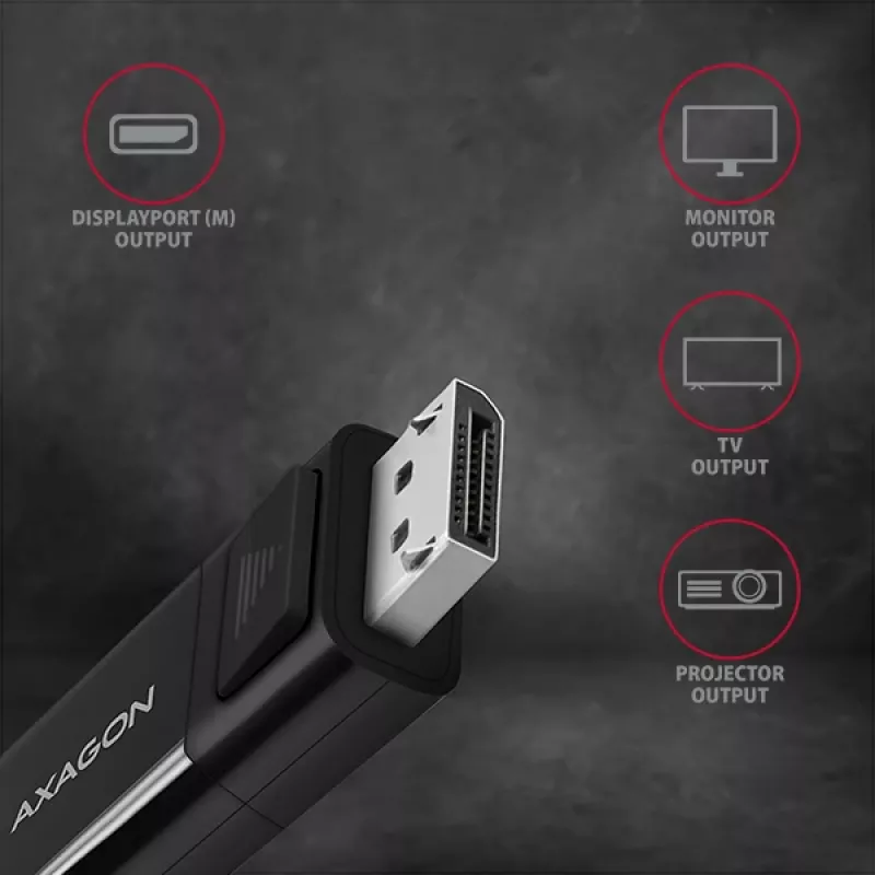 Axagon RVC-DPC USB-C -> DisplayPort kabelis 1,8 m 4K/60Hz