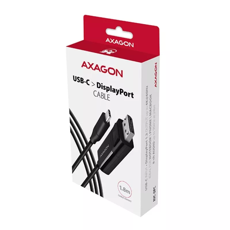 Axagon RVC-DPC USB-C -> DisplayPort kabelis 1,8 m 4K/60Hz