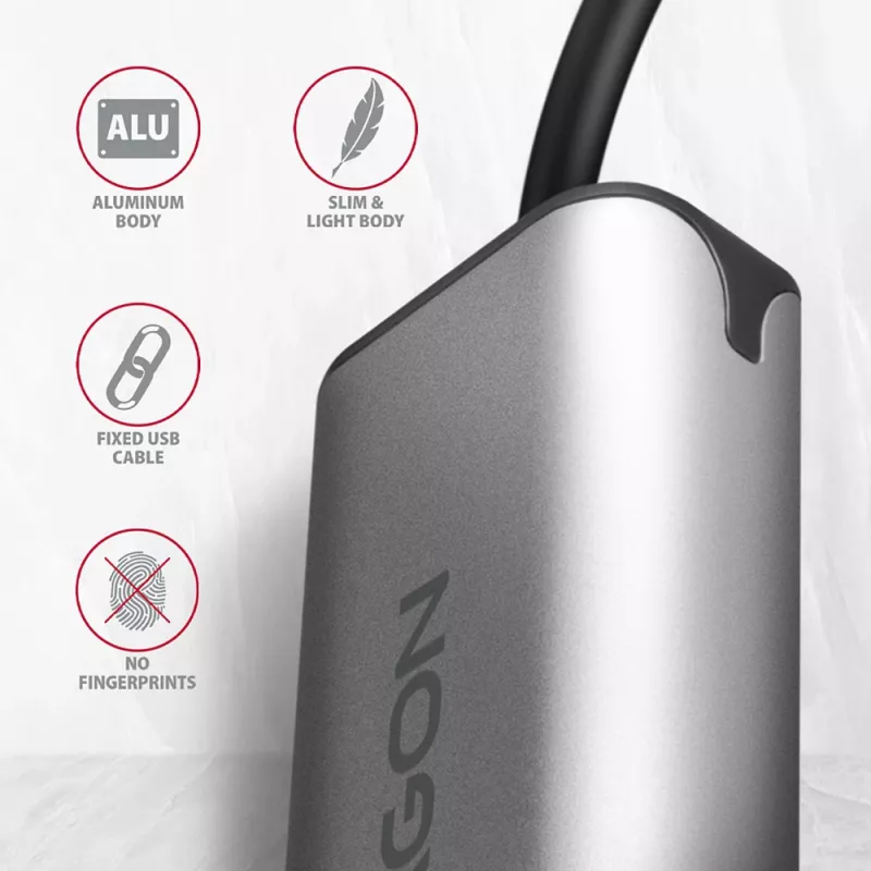 2,5 Gigabitu Ethernet adapteris AXAGON ADE-25R — USB Type-C, 10/100/1000/2500 Mbit, 5000 Mbit/s, alumīnijs, pelēks