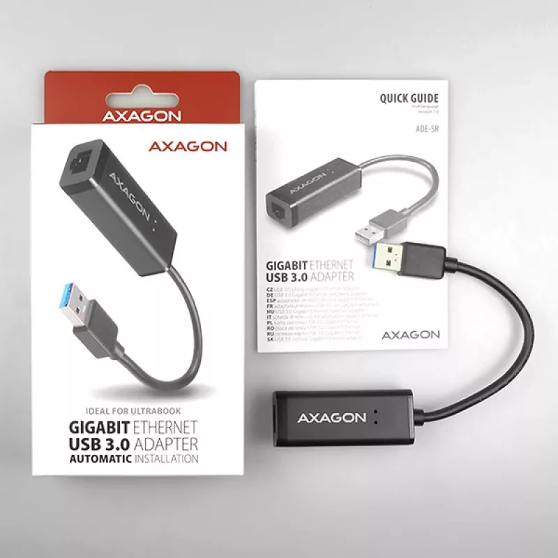 Axagon ADE-SR USB-A gigabitu Ethernet adapteris, Vadu, USB, Ethernet, 1000 Mbit/s, Melns