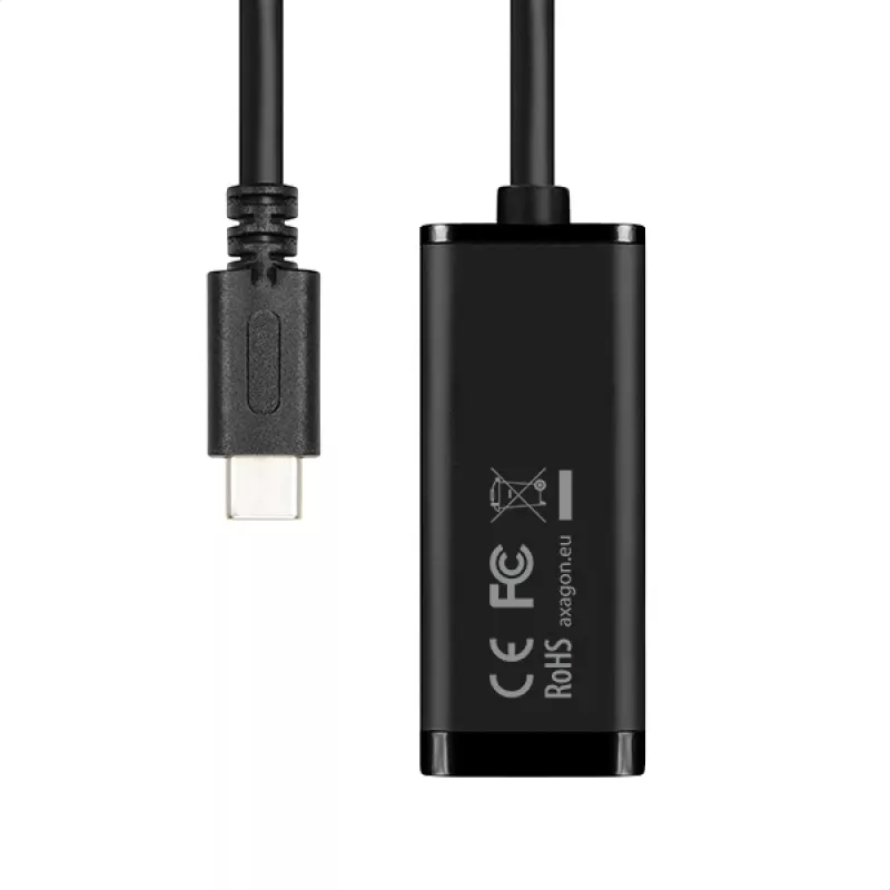 Axagon ADE-SRC USB-C gigabitu Ethernet adapteris, vadu, USB Type-C, Ethernet, 1000 Mbit/s, Melns