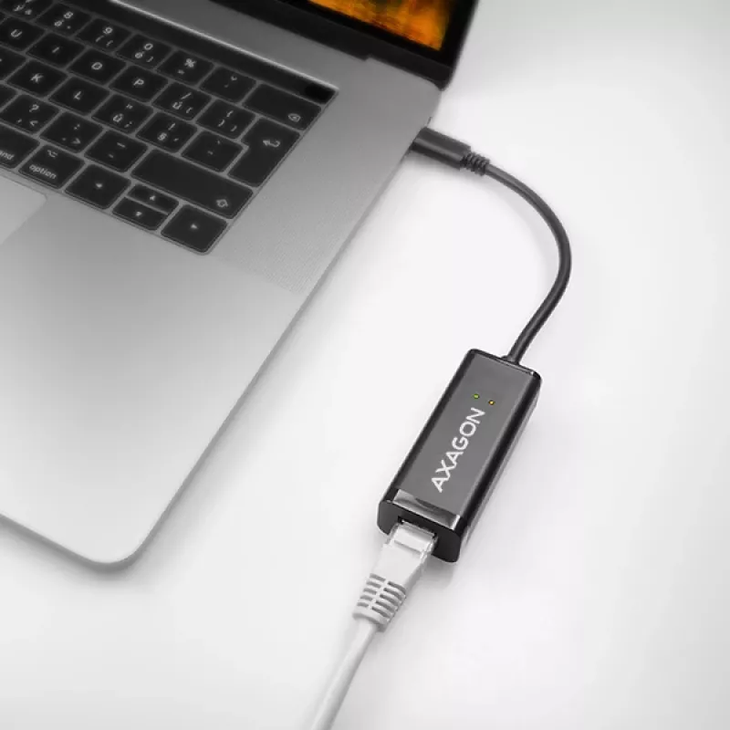 Axagon ADE-SRC USB-C gigabitu Ethernet adapteris, vadu, USB Type-C, Ethernet, 1000 Mbit/s, Melns