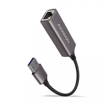 AXAGON USB 3.2 Gen 1 Type-A uz Gigabit Ethernet adapteris ADE-TR — 10/100/1000 Mbps, metāla titāna pelēks, 5000 Mbit/s
