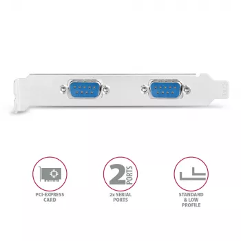 Axagon PCEA-S2N PCIe - 2x seriālo portu 250 kbps adapteris ar SP un LP
