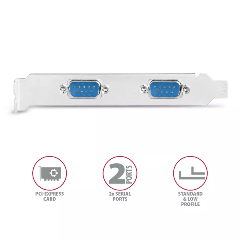Axagon PCEA-S2N PCIe - 2x seriālo portu 250 kbps adapteris ar SP un LP