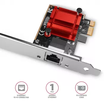 Iekšējā tīkla karte AXAGON PCEE-GIX — PCI Express, Ethernet, 5000 Mbit/s, IEEE 802.3/802.3ab/802.3u
