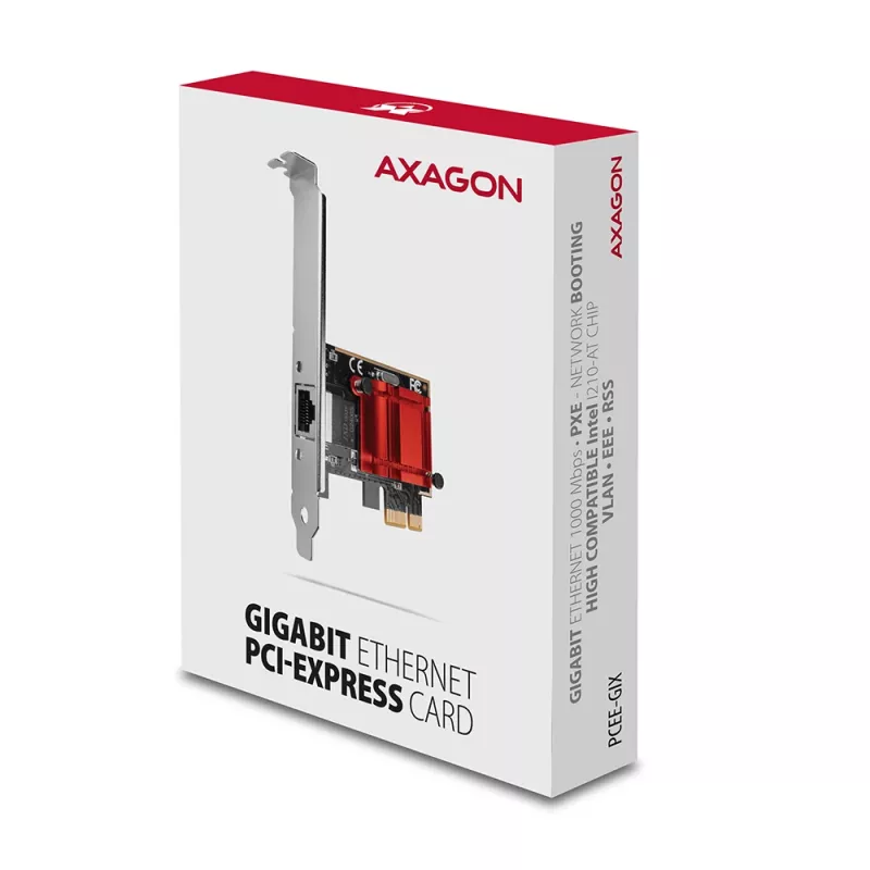 Iekšējā tīkla karte AXAGON PCEE-GIX — PCI Express, Ethernet, 5000 Mbit/s, IEEE 802.3/802.3ab/802.3u