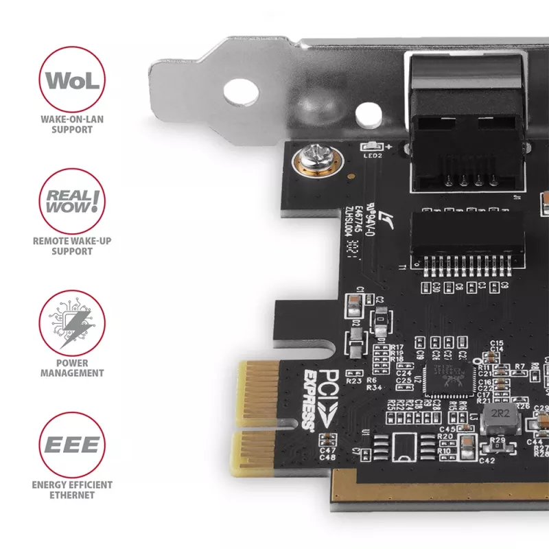 Axagon PCEE-GRF PCIe - Gigabit Ethernet adapter Realtek 8111F ar SP & LP