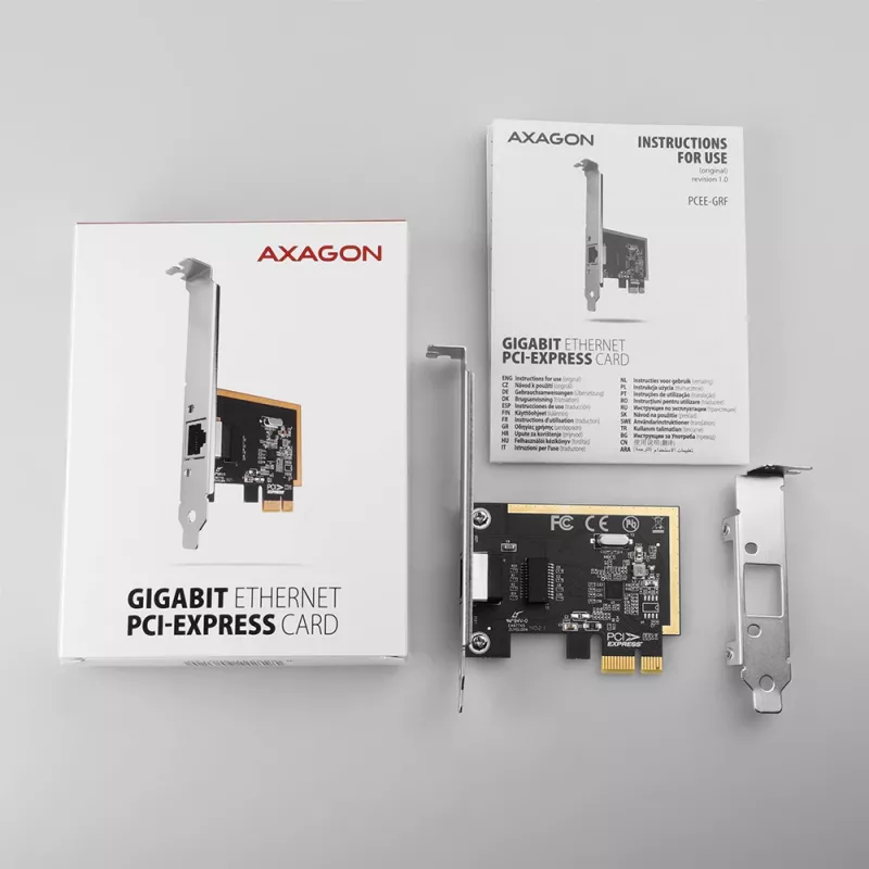 Axagon PCEE-GRF PCIe - Gigabit Ethernet adapter Realtek 8111F ar SP & LP