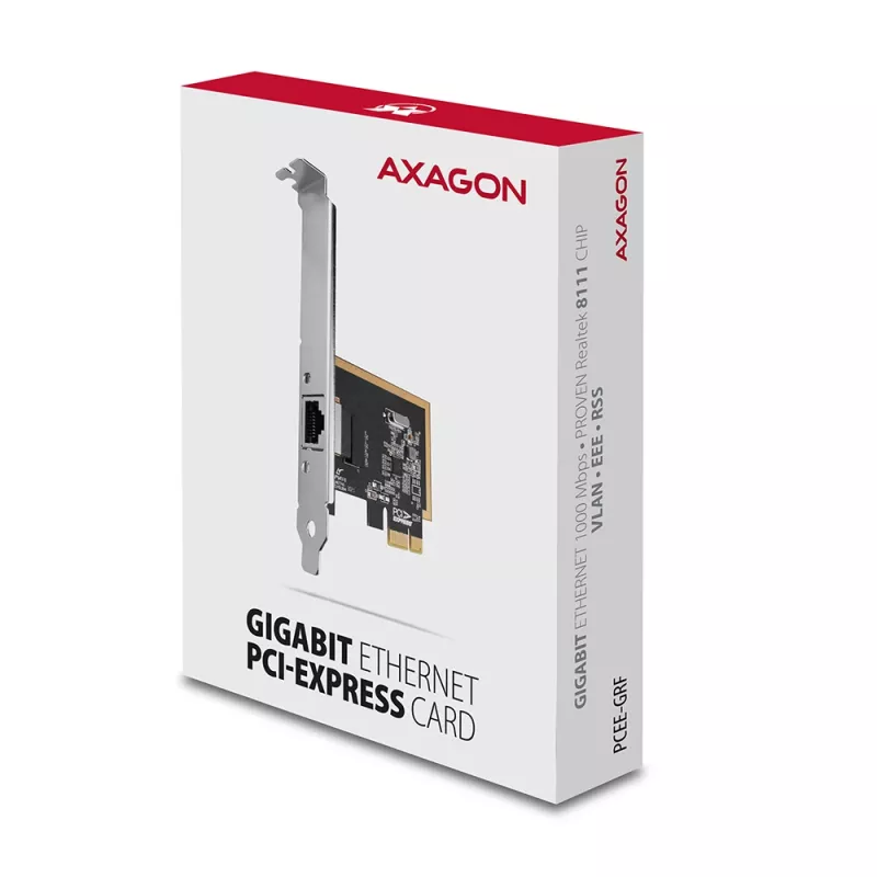 Axagon PCEE-GRF PCIe - Gigabit Ethernet adapter Realtek 8111F ar SP & LP