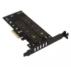 Axagon PCEM2-DC PCIe x4 - M.2 NVMe M-key + SATA B-key slot adapter w. cooler, SP & LP