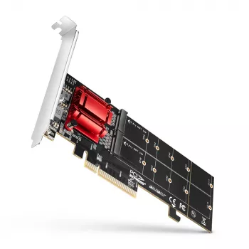 Axagon PCEM2-ND PCIe x8 - divu M.2 NVMe M-key slotu adapteris, RAID, datu slēdzis, ar SP un LP
