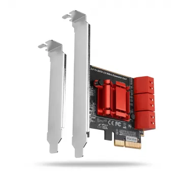 Interfeisa karte AXAGON PCES-SA6 — PCIe uz SATA (ASM1166), 6 Gbit/s, pilna augstuma/zema profila, iekšēja