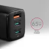 Axagon ACU-DPQ65 GaN sienas lādētājs 65W, 3x ports (USB-A + divi USB-C), PD3.0/QC4+/PPS/Apple