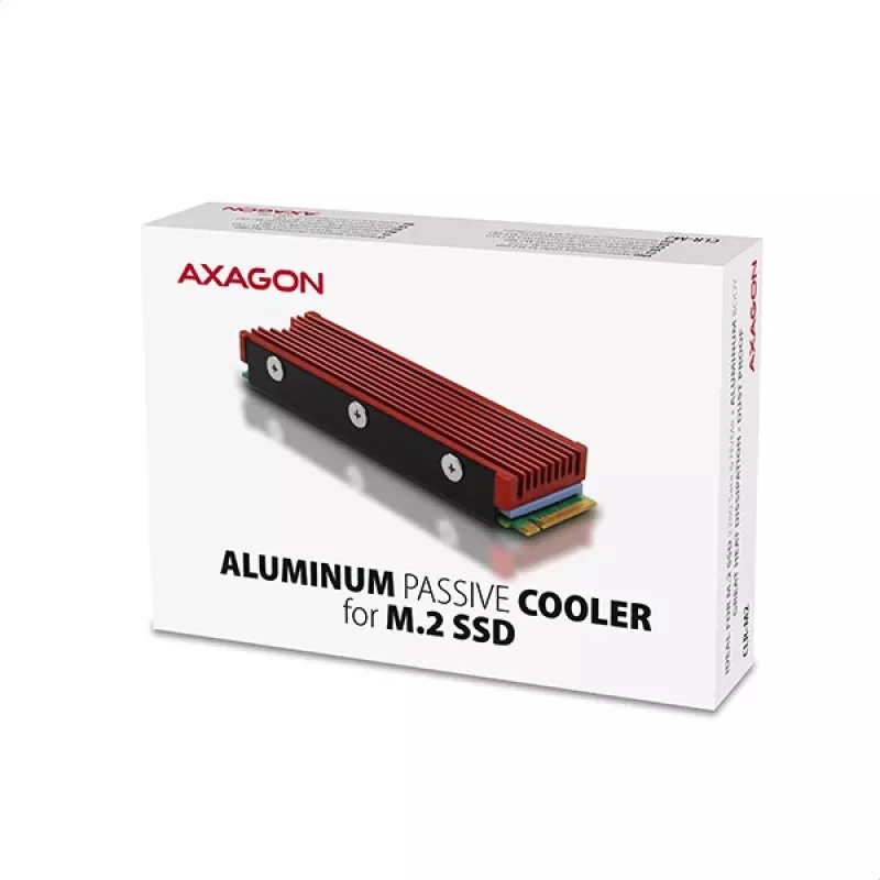 Axagon CRL-M2 Pasīvs alumīnija dzesētājs visiem M.2 SSD, izmērs 2280, augstums 12 mm.