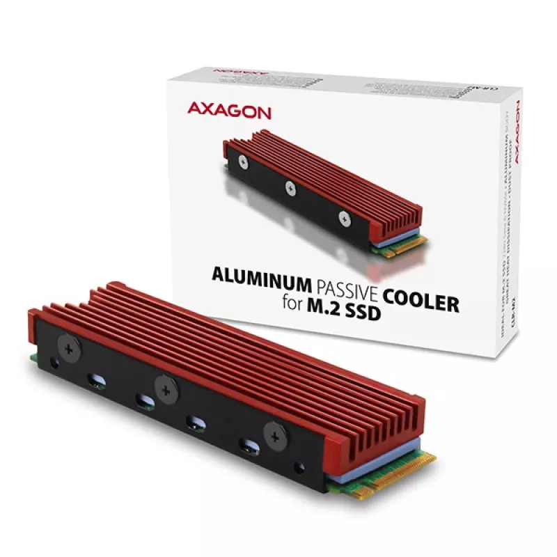 Axagon CRL-M2 Pasīvs alumīnija dzesētājs visiem M.2 SSD, izmērs 2280, augstums 12 mm.