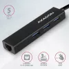 Axagon HMA-GL3A Multiport-Hubs USB 3.0 Type A Gbit-LAN 3x USB-A microSD Vadu USB 3.2 Gen 1 (3.1 Gen 1) Type-A Melns