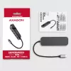 Axagon HMC-6GL USB 3.2 Gen 1 centrmezgls, 3x USB-A, HDMI 4k/30Hz, RJ-45, PD 100W, 20 cm USB-C kabelis