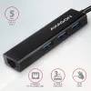 USB-C centrmezgls Axagon HMC-GL3A 3x USB-A Gbit-LAN Melns