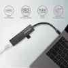 USB-C centrmezgls Axagon HMC-GL3A 3x USB-A Gbit-LAN Melns