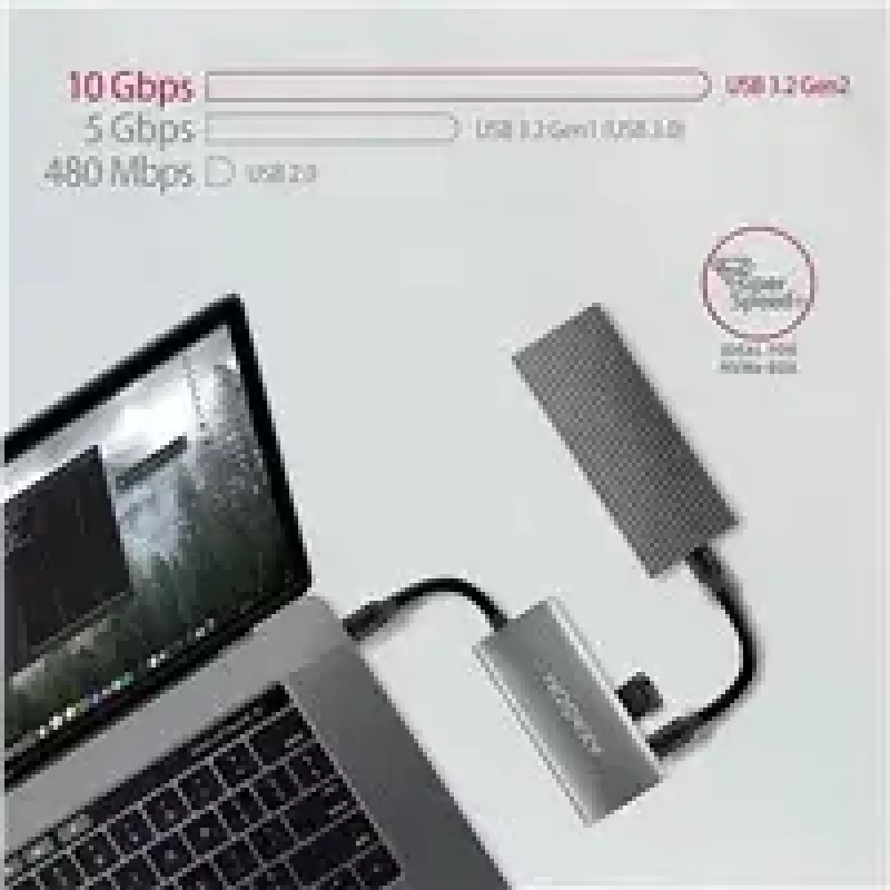 AXAGON HMC-4G2, USB-C 3.2 Gen 2 10 Gb/s centrmezgls, porti 2x USB-A + 2x USB-C, USB-C kabelis 13 cm