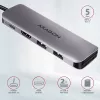 Axagon HMC-5 USB 3.2 Gen 1 centrmezgls, 2x USB-A, HDMI, SD/microSD, PD 100W, 20cm USB-C kabelis