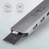 Axagon HMC-5 USB 3.2 Gen 1 centrmezgls, 2x USB-A, HDMI, SD/microSD, PD 100W, 20cm USB-C kabelis