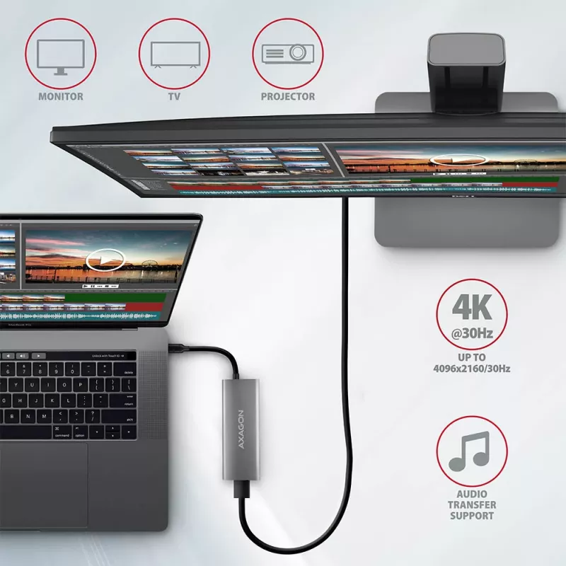 Axagon HMC-5G2 SPEEDSTER 5 vienā USB-C centrmezgls, 2x USB-A, 2x USB-C, HDMI, PD 60 W