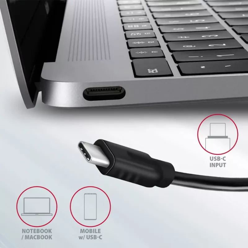Axagon HMC-5G2 SPEEDSTER 5 vienā USB-C centrmezgls, 2x USB-A, 2x USB-C, HDMI, PD 60 W