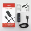 Axagon HUE-M1AL 4x USB 3.2 Gen 1 MINI centrmezgls, metāls, 1,2 m USB-A kabelis