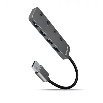Axagon HUE-MSA Superspeed USB-A Switch Hub 4x USB 3.0 Active - 20cm Black USB 3.2 Gen 1 (3.1 Gen 1) Type-A 5000 Mbit/s Grey