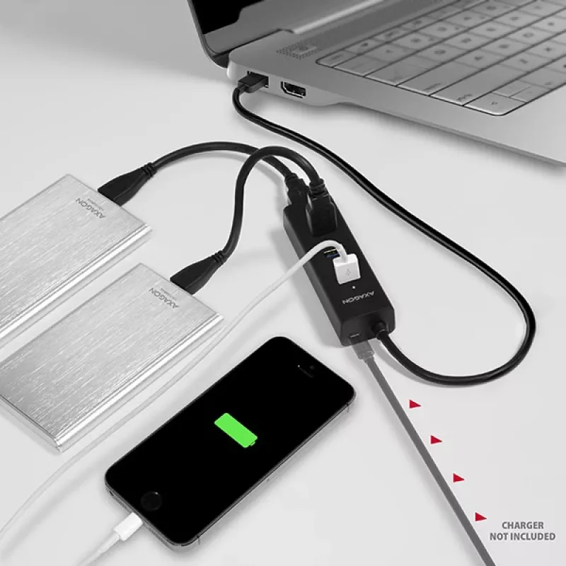 Axagon HUE-S2B 4x USB 3.0 CHARGING centrmezgls, barošana micro USB