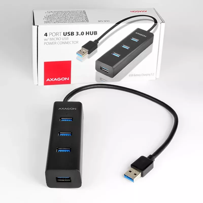 Axagon HUE-S2B 4x USB 3.0 CHARGING centrmezgls, barošana micro USB