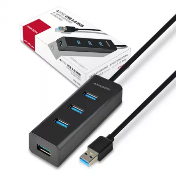 Axagon HUE-S2BL 4x USB 3.0 CHARGING centrmezgls ar 1,2 m kabeli, micro USB barošana