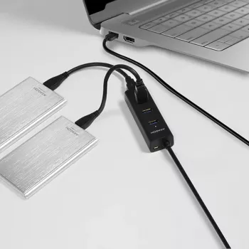 Axagon HUE-S2BL 4x USB 3.0 CHARGING centrmezgls ar 1,2 m kabeli, micro USB barošana