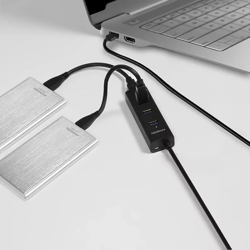 Axagon HUE-S2BL 4x USB 3.0 CHARGING centrmezgls ar 1,2 m kabeli, micro USB barošana
