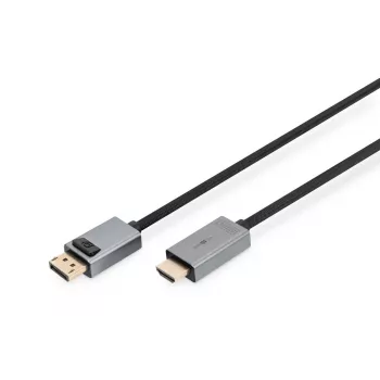 DIGITUS DP uz HDMI kabelis ar LED 4K/30Hz, 2m, alumīnija korpuss, apzeltīti kontakti, atbalsta 4K@30Hz