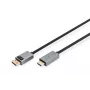 DIGITUS DP uz HDMI kabelis ar LED 4K/30Hz, 2m, alumīnija korpuss, apzeltīti kontakti, atbalsta 4K@30Hz