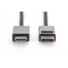 DIGITUS DP uz HDMI kabelis ar LED 4K/30Hz, 3m, alumīnija korpuss, apzeltīti kontakti, atbalsta 4K@30Hz
