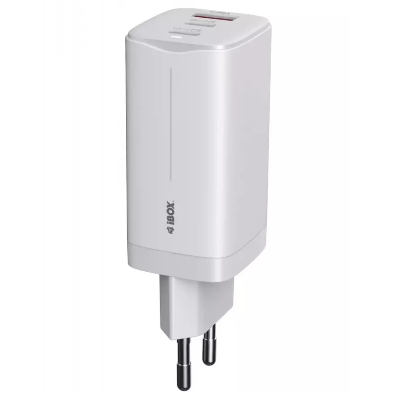 IBOX mobilās ierīces lādētājs ILUC65W, 65W, 2x USB-C + 1x USB-A, balts, 1,5 m kabelis
