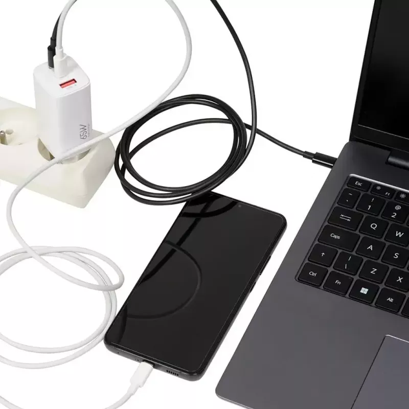 IBOX mobilās ierīces lādētājs ILUC65W, 65W, 2x USB-C + 1x USB-A, balts, 1,5 m kabelis