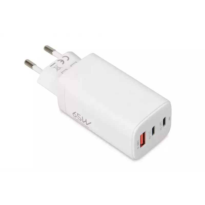 IBOX mobilās ierīces lādētājs ILUC65W, 65W, 2x USB-C + 1x USB-A, balts, 1,5 m kabelis