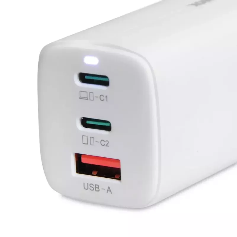 IBOX mobilās ierīces lādētājs ILUC65W, 65W, 2x USB-C + 1x USB-A, balts, 1,5 m kabelis