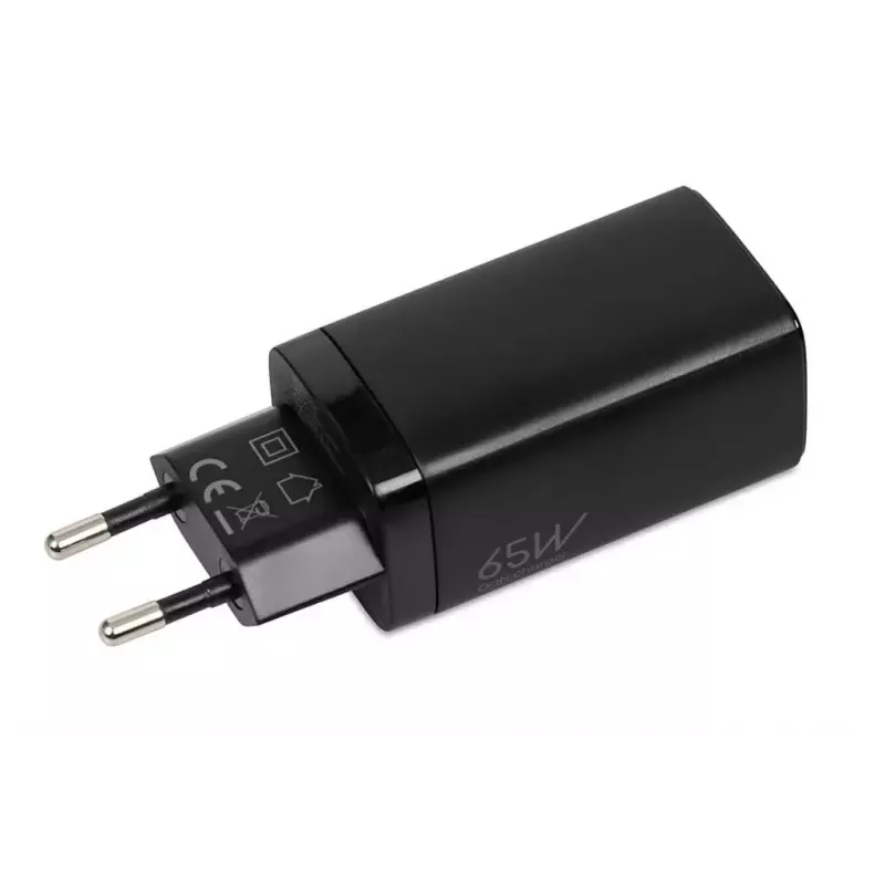 Maiņstrāvas mobilo ierīču lādētājs IBOX ILUC65B — 65 W, 3x USB (2x USB‑A Gen1, 1x USB‑C), melns, 100–240 V