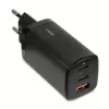 Maiņstrāvas mobilo ierīču lādētājs IBOX ILUC65B — 65 W, 3x USB (2x USB‑A Gen1, 1x USB‑C), melns, 100–240 V
