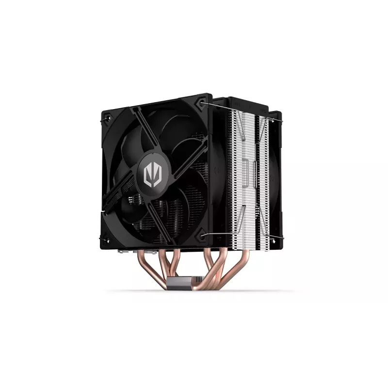 Gaisa dzesētājs ENDORFY Fera 5 Dual Fan — 2x 120 mm PWM ventilatori, 4 siltuma caurules, TDP 220 W, saderīgs ar LGA 2011 un dažādiem ligzdām, melns